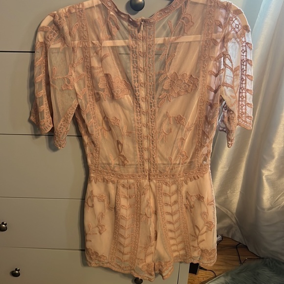 Socialite Lace Romper in Blush Pink - Picture 2 of 5
